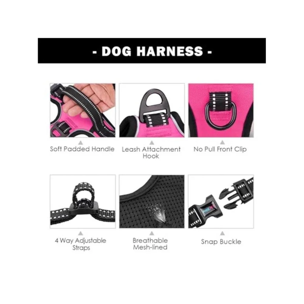 No Pull Dog Harness Medium Reflective Front Clip Vest with size M